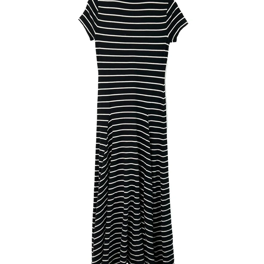 Lauren Ralph Lauren Dress Striped Jersey Maxi Dress Black White - Picture 6 of 6